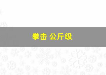 拳击 公斤级